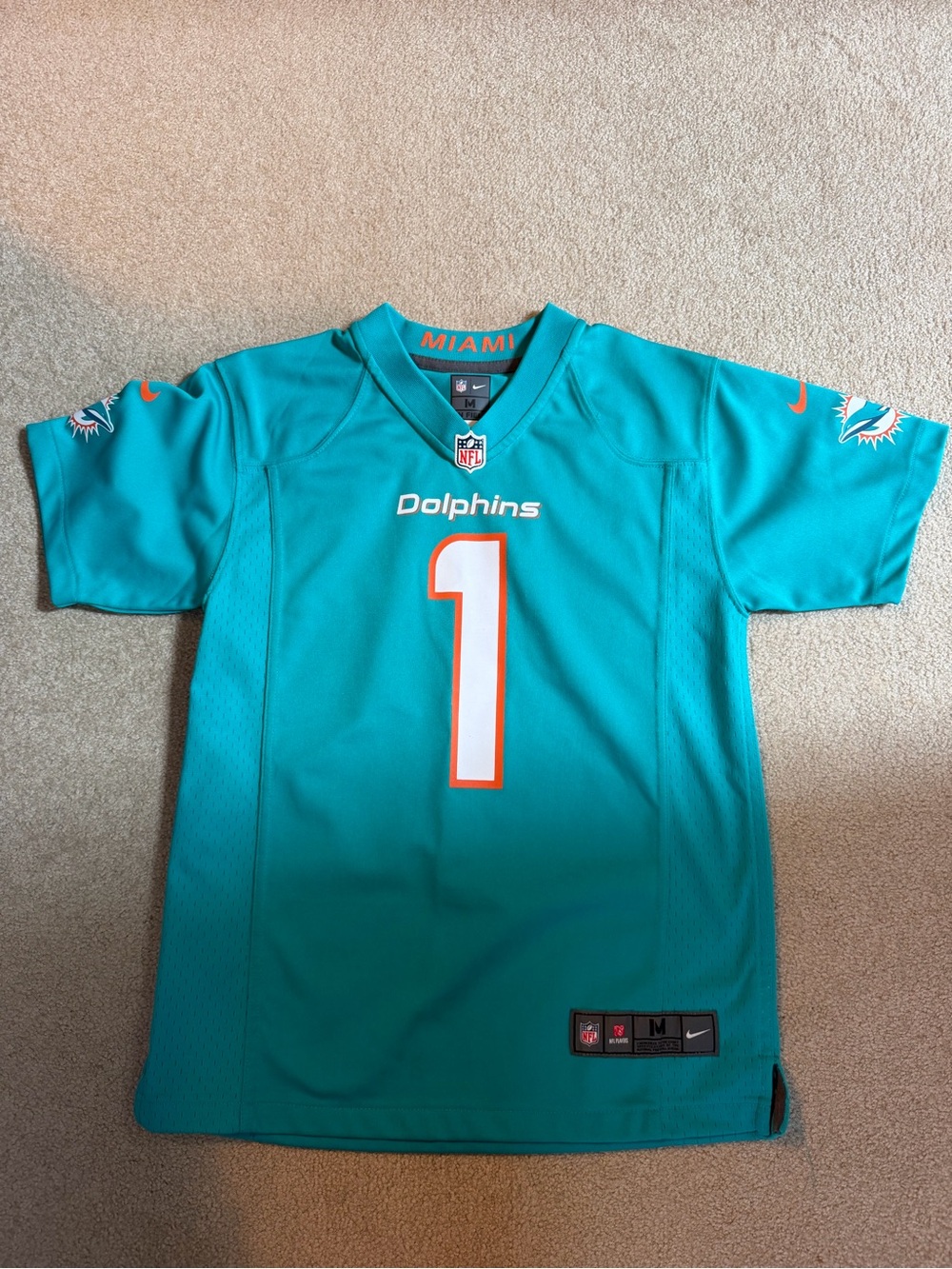 Nike Miami Dolphins Youth Teal Football Jersey - #1